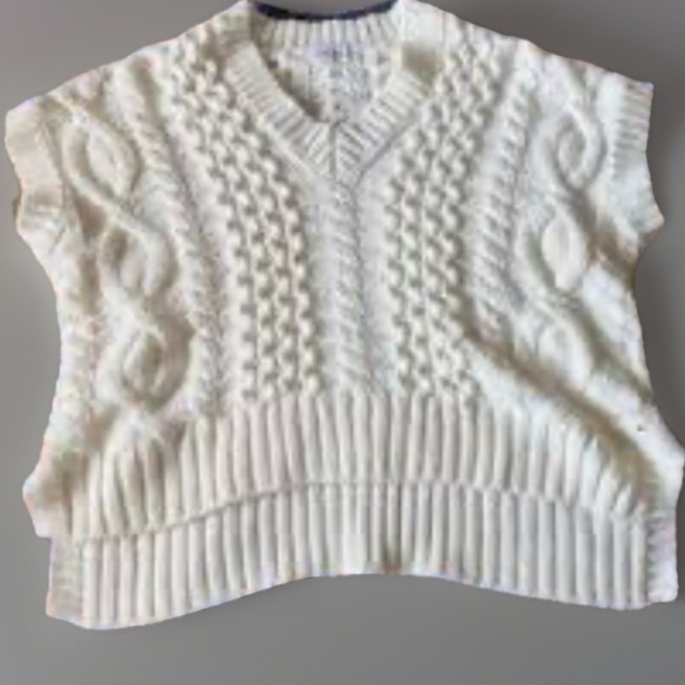Shekou Women's Cable Knit Sweater Vest - White 2XL